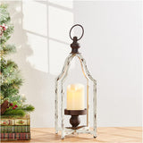 Glitzhome Farmhouse White Metal Lanterns Decorative Hanging Candle Lanterns (White Small) Glitzhome