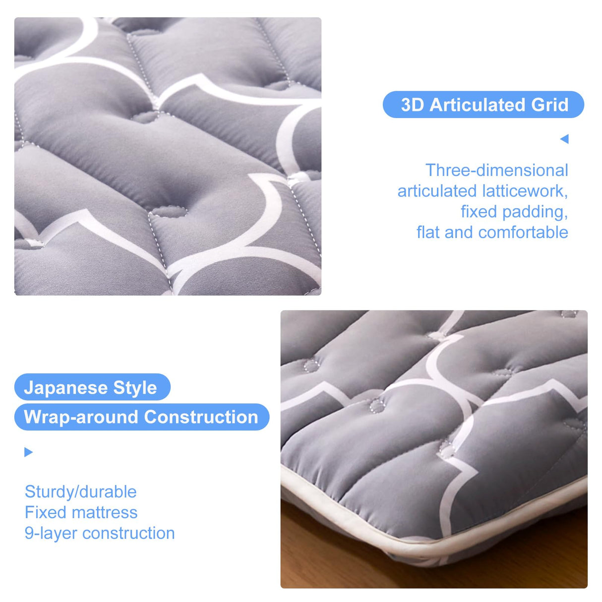 Premium Foam Japanese Floor Mattress Futon Mattress,100% High Density Comfortable Foam,Thicken Tatami Mat Sleeping Pad,Portable Kids Adults Sleeping Mats for Guest Room, Dormitory,Full (80" X 54") jzbearapt