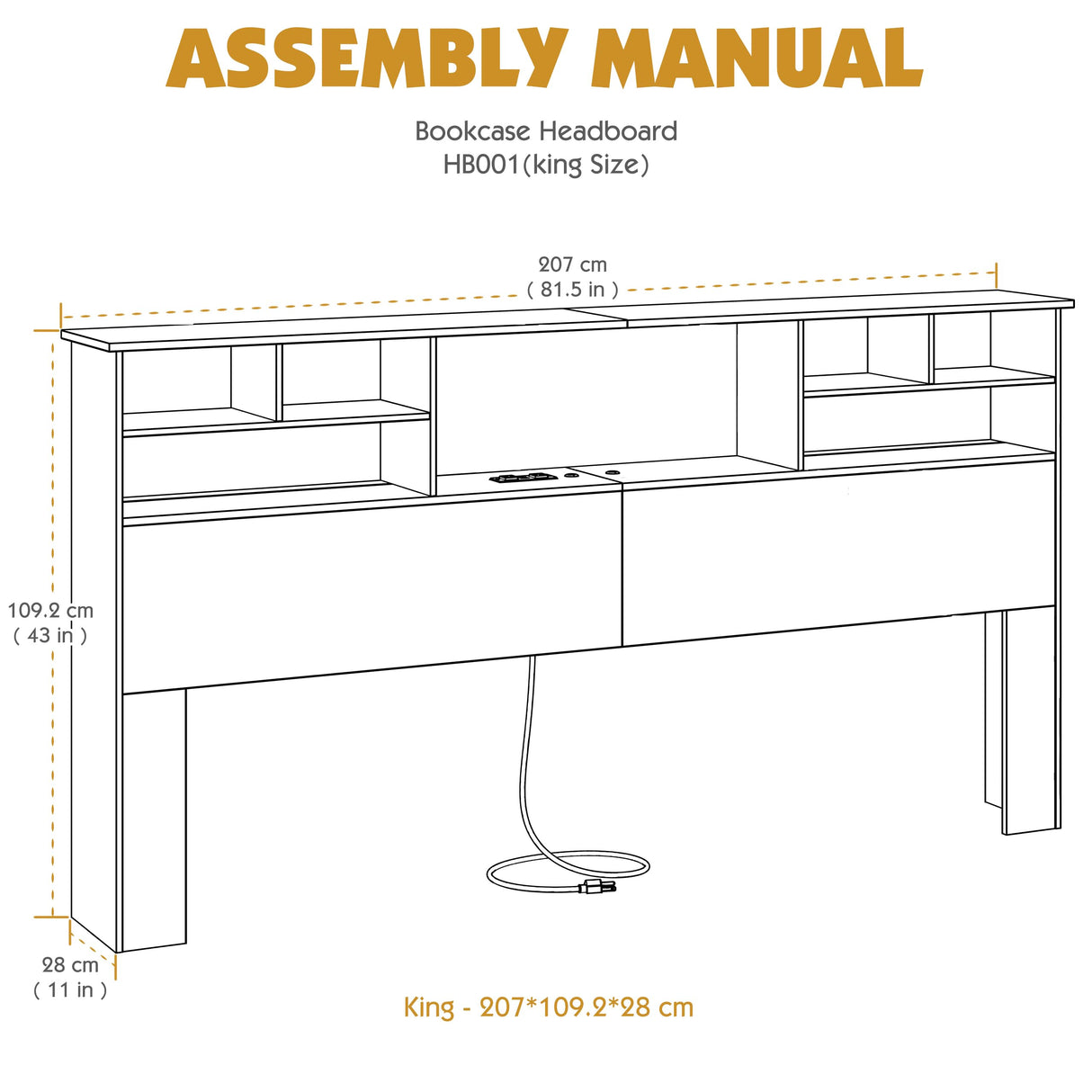 AYEASY King Size Headboard for Bedroom, Stylish Bookcase Headboard with Built-in Charging Station & 2 LED Lights, Engineered Wood Headboard, Noise-Free HeadBoard King Size with Storage, White AYEASY