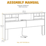 AYEASY King Size Headboard for Bedroom, Stylish Bookcase Headboard with Built-in Charging Station & 2 LED Lights, Engineered Wood Headboard, Noise-Free HeadBoard King Size with Storage, White AYEASY