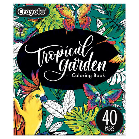 Crayola Tropical Garden Adult Coloring Book (40pgs), Adult Coloring Pages, Stress Relief Activity, Gift for Teens & Adults, 9+ Crayola