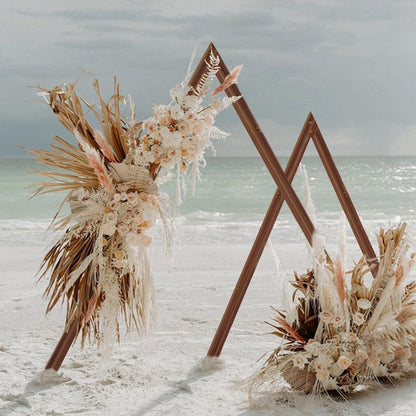 Wood Wedding Arch for Ceremony Triangle Arbor Backdrop Stand Outdoor