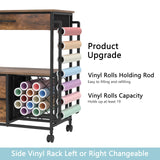 VENNQD Storage Cart Compatible with Cricut Machines Stand Cutting Machine Stand with Drawers and Vinyl Roll Holder Rolling Craft Cabinet Table for Cricut Craft Workstation (Rustic Brown) VENNQD