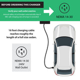 Splitvolt NEMA 14-30 Level 2 Portable EV Charger 24 Amp, 220-240 Volt, 26ft Cable, Electric Vehicle Charger Plug-in EV Charging Station with, J1772 Plug, Fastest 30 Amp Circuit NEC-Safe Charging Splitvolt
