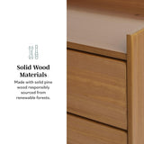 Walker Edison Mid-Century Modern 2-Drawer Solid Wood Nightstand, 20 Inch, Set of 2, Caramel Walker Edison