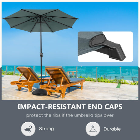 Abba Patio 9FT Lyon Outdoor Patio Umbrella Outdoor Table Umbrella with Push Button Tilt and Crank Market Umbrella 8 Sturdy Ribs UV Protection Waterproof for Garden Deck Backyard Pool Grey Abba Patio