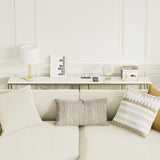 Masupu 70.9 Inch Console Table with Power Outlet,Modern Narrow Long Sofa Table Behind Couch,Skinny Entry Table with Gold Metal Frame for Entryway,Living Room, Hallway,Marble White Masupu