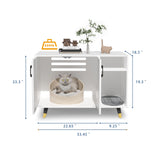 Sosiuel,Cat Litter Box Enclosure, Hidden Cat Litter Box Furniture,Enclosed Boxes, Fit Most of Litter Box,Pet House Side Coffee Table,Cat House，White and Black (White) Sosiuel