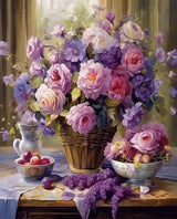 Diamond Art Painting Kits for Adults, Purple Rose 5D Diamond Painting Dots Art Kits for Adults Beginner, Simple DIY Full Round Gem Crystal Art Paint by Diamond, Home Wall Decor 12 x 16 in BYGFHLYW