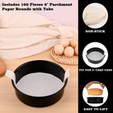 HUAKENER 8 Inch Cake Pan - Set of 3 Round Cake Pans with 100 Pieces Parchment Paper, Non-stick Cake Baking Pans, Dishwasher Safe HUAKENER