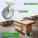 Nefish 8 Inch Heavy Duty Casters Wheels, Industrial Grade Thermoplastic Rubber Casters with Brake 6000 LBS, Ball Bearing Plate Swivel Castors Set of 4, Casters Wheels for Hand Truck, Industrial Nefish