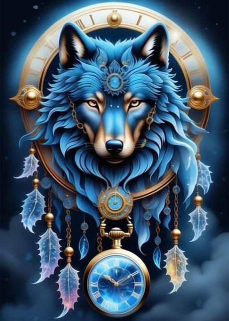 Wolf Diamond Painting Kits for Adults Beginners, Dream Catcher Diamond Art Kits for Adults, Wolf DIY 5D Round Diamond Dots Gem Art for Beginners, Perfect for Gifts Home Wall Decor 12x16 inch Offito