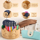 XIEJ Cat Yarn Bowl Set, 7 X 4inch Wooden Yarn Bowls for Crocheting, Knitting Bowl, Yarn Storage Bowls, Crochet Yarn Holder with Crochet Hooks Knitting Tools for Crocheters Knitters Craft XIEJ
