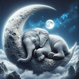 WUSARPLY Elephant Diamond Paintings Kits for Adults, Moon Home Diamond Art Kits Full Drill Diamond Dots Paint with Diamonds Gem Arts and Crafts for Beginner Adults Home Wall Decor WUSARPLY