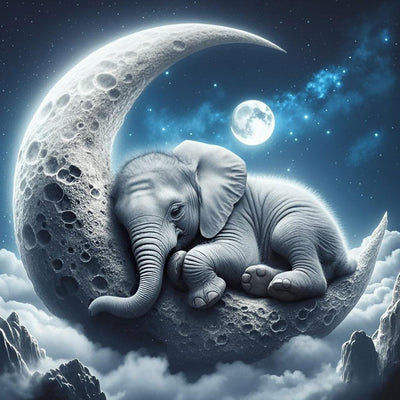 WUSARPLY Elephant Diamond Paintings Kits for Adults, Moon Home Diamond Art Kits Full Drill Diamond Dots Paint with Diamonds Gem Arts and Crafts for Beginner Adults Home Wall Decor