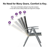 PURPLE LEAF 11 Pieces Outdoor Patio Dining Set with 10 Folding Portable Chairs and 1 Rectangle Aluminum Table, Foldable Adjustable High Back Reclining Chairs with Soft Cotton-Padded Seat, Black PURPLE LEAF