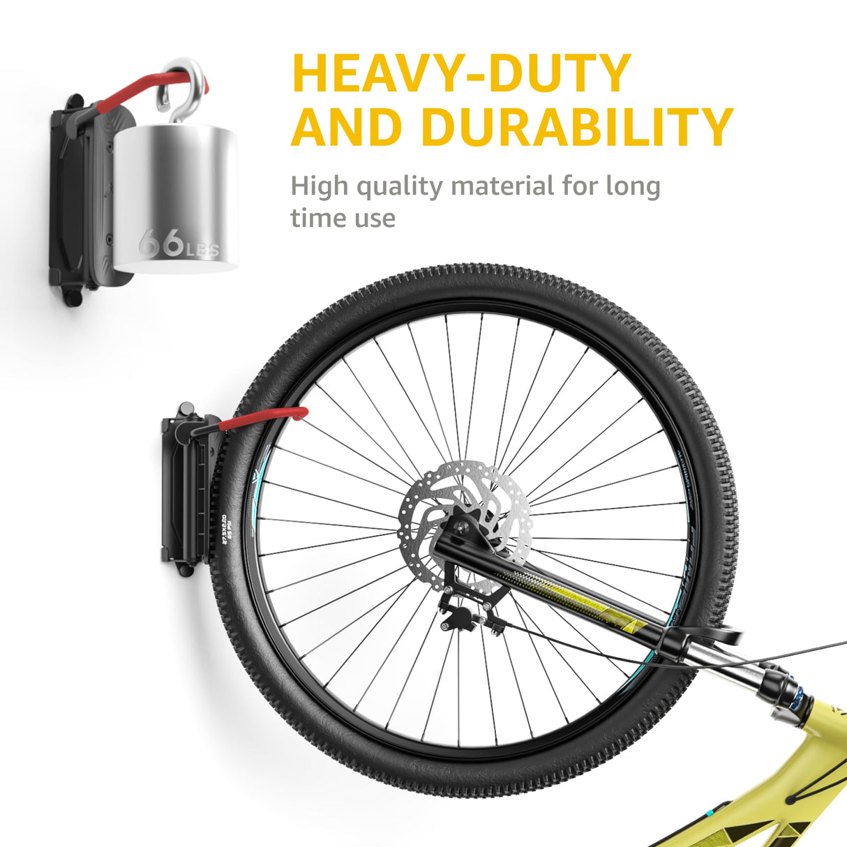 monTEK Swivel Bike Wall Mount, Bike Hangers for Garage, Wall Mount Bike Rack, Space Saving Sturdy Wall Bike Rack, Vertical Bike Rack Holds Up to 66 lbs - Bike Storage Rack for Garage, Red, 4 Pack monTEK