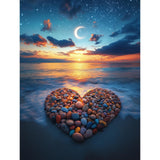 NEWENMO Diamonds Painting Kits for Adults Beginner DIY 5D Heart Beach Diamond Art Paint with Round Diamonds, Full Drill Gem Art Moon Diamonds Painting for Craft Home Wall Decor 12x16Inch NEWENMO
