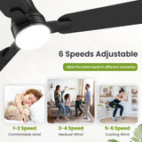 OSTIVE Ceiling Fans with Lights and Remote: 42 Inch Modern Black Ceiling Fan, Low Profile Flush Mount, Quiet Reversible DC Motor & 3CCT Dimmable LED for Bedroom Living Room Kitchen Indoor Outdoor OSTIVE