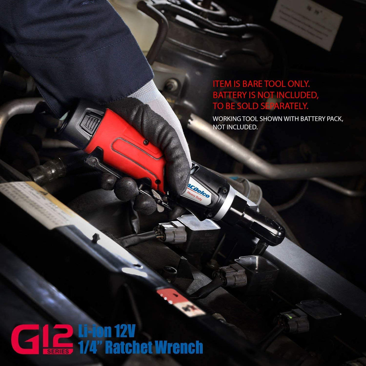 ACDelco ARW1218-K18 G12 Series 12V Li-ion Cordless 3/8” Extended Rachet Wrench & ¼” Ratchet Wrench Combo Tool Kit,Blue/Red ACDelco