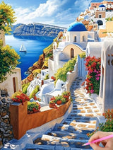 5D Santorini Greece Landscape Diamond Art 12x16 Inch Full Drill Diamond Painting Kits for Adults & Beginners - DIY Art Crafts for Relaxation and Home Wall Decor 1 Generic