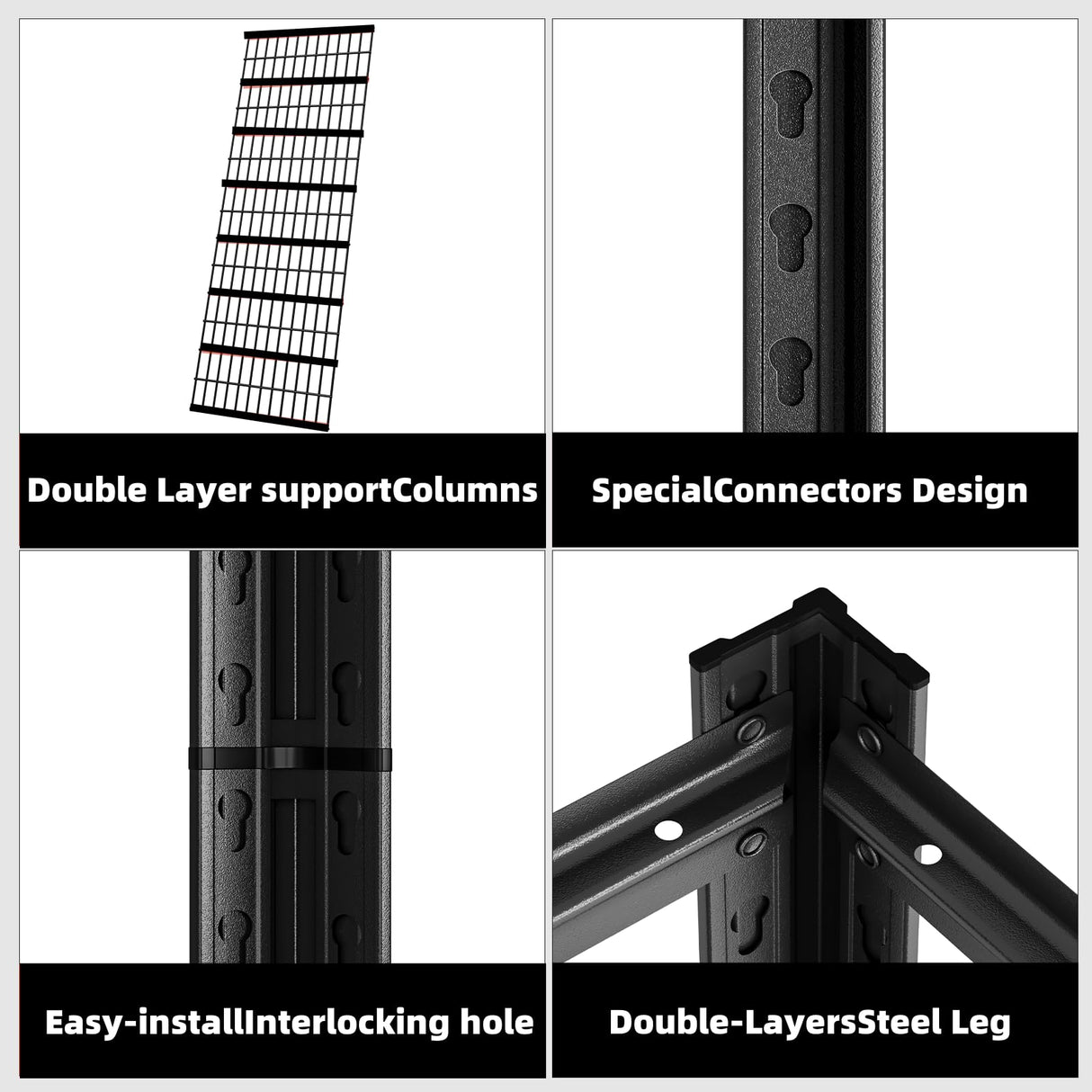 LI JIU HOME 5 Tier Metal Shelving Unit, Adjustable Storage Shelves, 84" H x 47" W x 24" D Heavy Duty Garage Shelves for Warehouse, Basement, Kitchen, Pantry, Living Room, Black LI JIU HOME