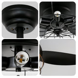 Ohniyou Ceiling Fans with Lights and Remote - 52 Inch Farmhouse Ceiling Fan with Caged Light Fixture - Black Industrial Outdoor Ceiling Fan Lights for Patio, Living Room, Kitchen & Bedroom Ohniyou