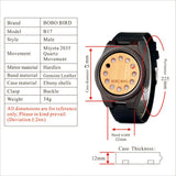 BOBO BIRD Men's Bamboo Wooden Watch with Black Cowhide Leather Strap 12 Holes Timer Design Sports Casual Watches BOBO BIRD