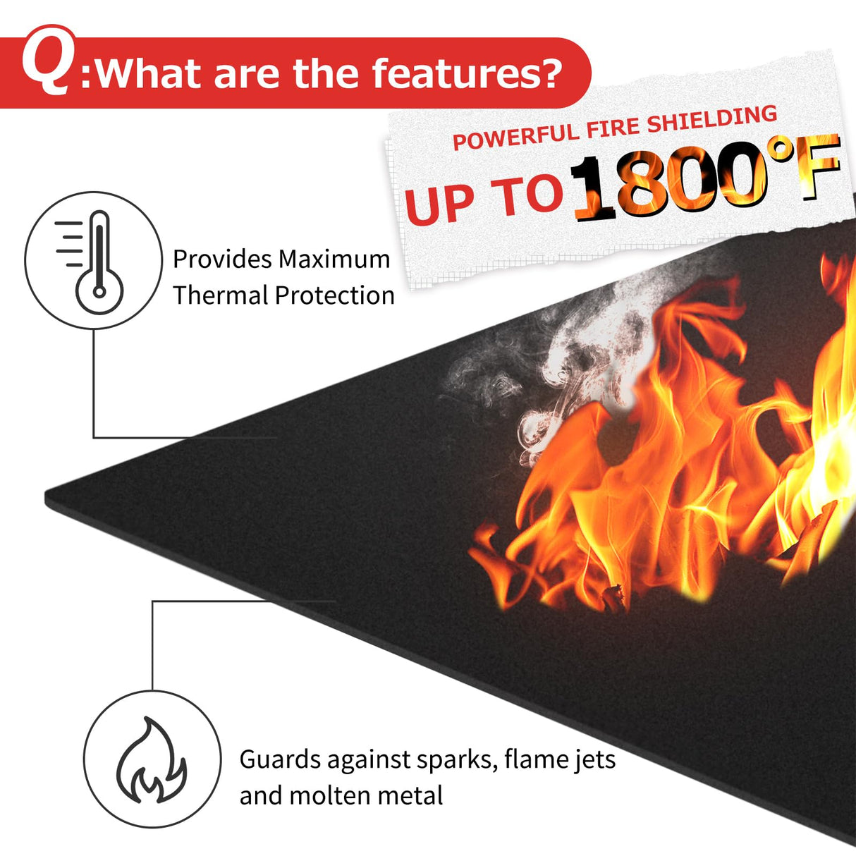 Matace 40x40 Inch Large Fireproof Welding Blanket & Pad, 5mm Thickened Fire Resistant Carbon Felt Cloth, Flame Retardant Fabric, Heat Shield for Grill Cover, Soldering, Firepit, Smoker, Black Matace
