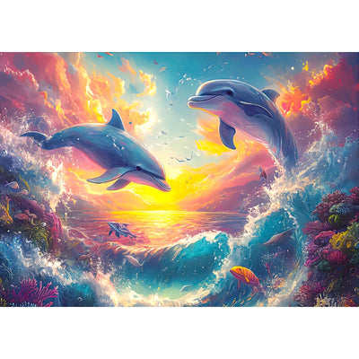 Auremi Dolphin Diamond Art Painting Kits for Adults, DIY Paint by Numbers for Adults Beginner, DIY Full Drill Diamond Dots Paintings Animal Picture Arts Craft for Home Decor 12x16 Inch