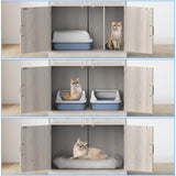 Cat Litter Box Enclosure Furniture Ultra-Large Wooden Hidden Litter Box,2-Door Storage Cabinet, 2 Drawers, 1 Air Vents,Litter Box Furniture Fit Most of Litter Box. SANXUO