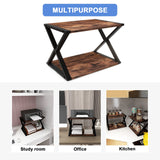 CALASK Desktop Printer Stand with Storage 2-Tier Wood Under Desk Printer Table, Multi-Purpose Printer Shelf for Home Office Organizer Storing Heavy Duty Fax Machine, Scanner, Rustic Brown CALASK