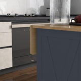 HOMCOM Rolling Kitchen Island with Drop Leaf Wood Breakfast Bar, Farmhouse Kitchen Cart with 2 Drawers, Adjustable Shelves for Dining Room, Dark Gray HOMCOM