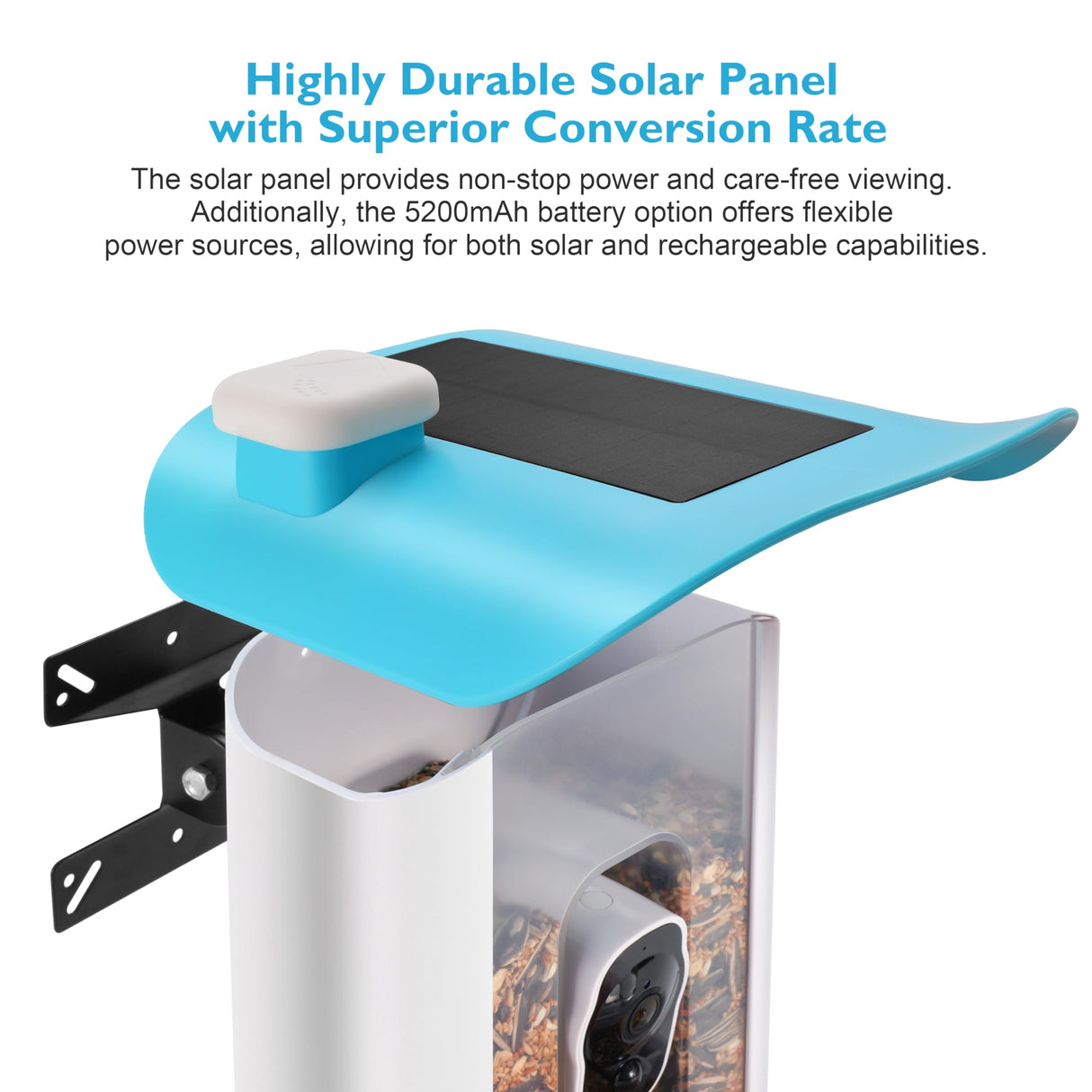 T TICCI Smart Bird Feeder with Camera Solar Powered, AI Identify Bird Species Camera Bird Feeders for Outside, Instant Notifications Bird House with Camera, IP65 Weatherproof Bird Watching Gifts T TICCI