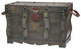 Antique Style Distressed Wooden Pirate Treasure Chest, Coffee Table Trunk Vintiquewise
