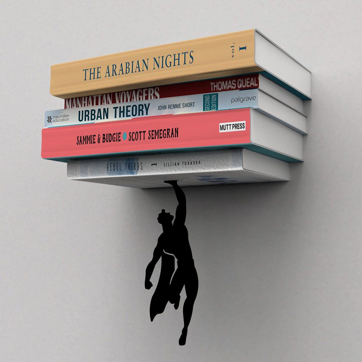 Artori Design Floating Bookshelf for Kids, Invisible Metal Book Shelf, Wall Decore Bookshelf for Book Lovers (Superhero) Artori Design