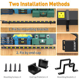 ZESEN 12 Outlet Heavy Duty Workshop Metal Long Power Strip Surge Protector with 15ft Cord, Garage Workbench Multi Wide Industrial Outlet Power Strip, ETL Certified, Black ZESEN