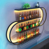 RAJYQODIS 59in Wall Mounted Wine Rack, Floating Bar Shelves 4-Tier，Industrial Metal Bottles Display Storage Shelf, for Home Bar Dining Room Decor, Black (Black, 59.05in/150cm) RAJYQODIS