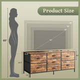 Huuger Dresser with 7 Drawers, 47 Inch Dresser TV Stand for 43, 50, 55 Inch TV, Wide Fabric Dresser Chest of Drawers, Metal Frame, Storage Dresser for Bedroom, Nursery, Clothing, Rustic Brown Huuger