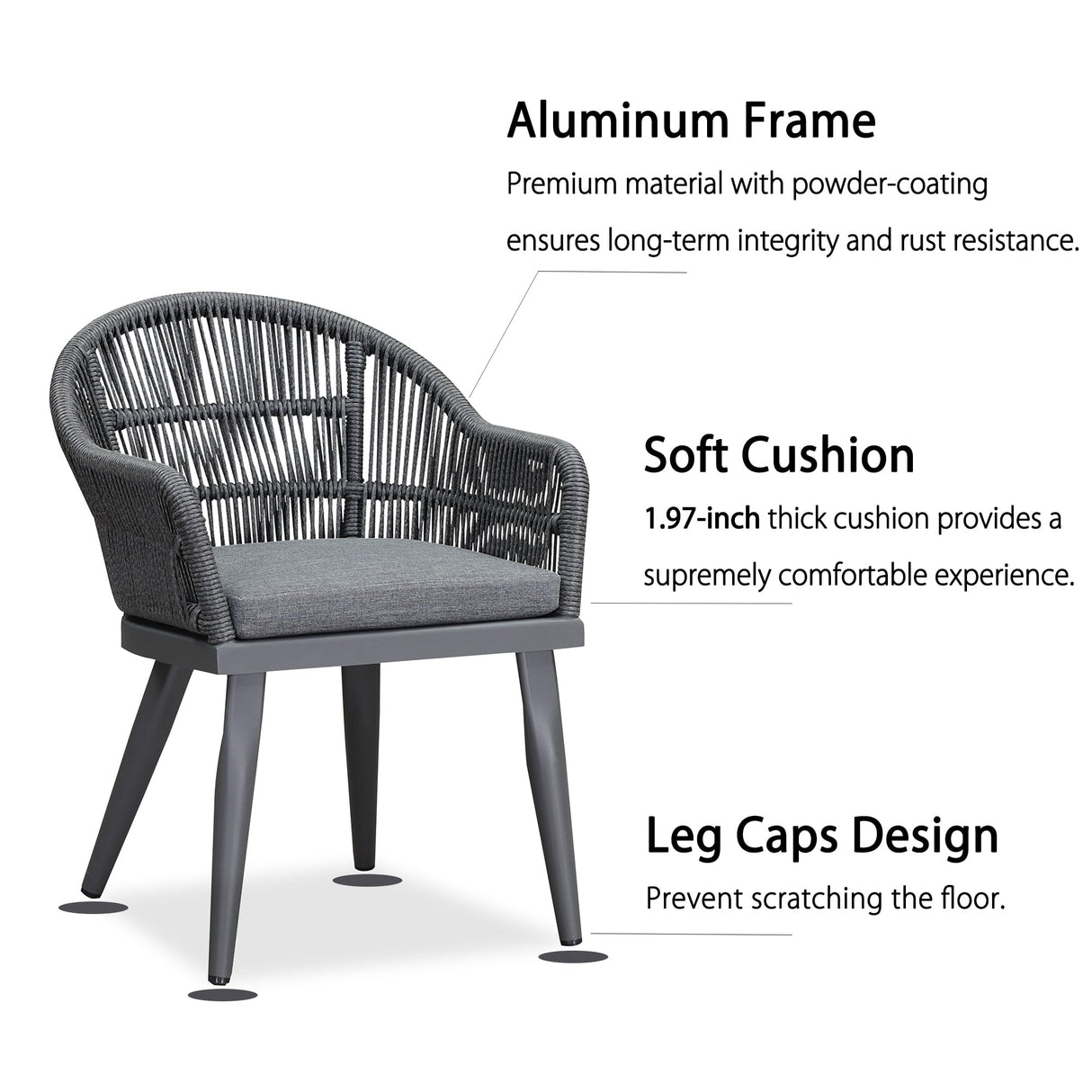 PURPLE LEAF 9 Pieces Patio Dining Set with Outdoor Aluminium Dining Table and Woven Rattan Chairs Modern Metal Furniture Cushions Sets for Garden Yard Indoor Decor Kitchen Gray PURPLE LEAF