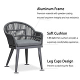 PURPLE LEAF 9 Pieces Patio Dining Set with Outdoor Aluminium Dining Table and Woven Rattan Chairs Modern Metal Furniture Cushions Sets for Garden Yard Indoor Decor Kitchen Gray PURPLE LEAF