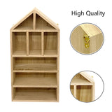 TANG SONG 8-Slot Wooden House-Shaped Mini Figures Cubby Box Display Shelf Organizer Storage Box (Light Brown) TANG SONG
