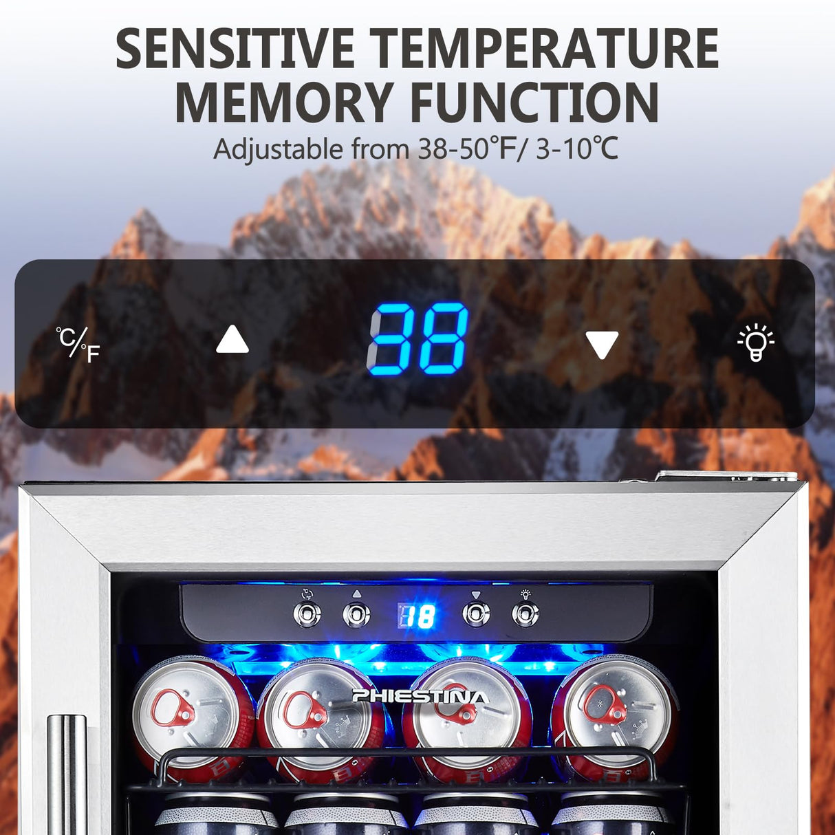 Beverage Refrigerator, Phiestina15 Inch 96 Cans Beverage Cooler Small Wine Fridge Built-in or Freestanding with Auto Defrost,Glass Door & Removable Shelves for Drink Sodas Beer Wine Phiestina