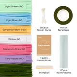 Caydo 500 Pieces Pipe Cleaners Flower Set, Chenille Stems, Pipe Cleaner Craft Supplies Bulk Fluffy Fuzzy Sticks for DIY Art Projects Creative Gift Party Decorations (Macaron) Caydo