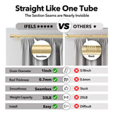 IFELS Heavy Duty Curtain Rods for Windows 66 to 120 Inch, 1 Inch Gold Curtain Rods for Outdoor, Farmhouse, Bedroom, Kitchen, Living Room, Adjustable Easy Install Curtain Rods (A2,Gold,30"-120") IFELS