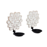 Candle Wall Sconces Set of Two Farmhouse, Handcarved Wall Candle Holders Decorative, Flower Pattern Wall Candle Sconce Wood, Distressed Finish Rustic Candle Holder Wall Decor for Living Room, Hallway SOFE