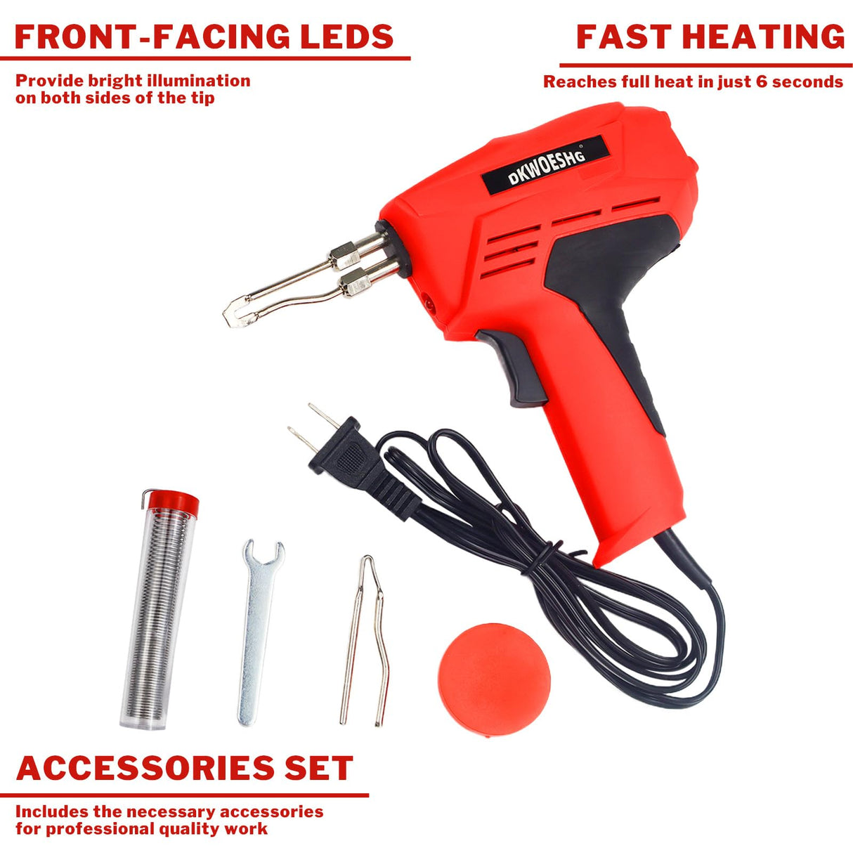 100W Soldering Iron Gun Kit with Solder and Tips DKwoeshg