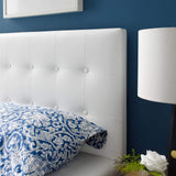 Modway Emily Tufted Button Faux Leather Upholstered Twin Headboard in White Modway
