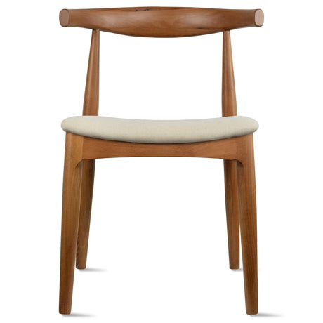2xhome Set of 2 Contemporary Farmhouse Real Solid Wood Cushion Seat Dining Chairs Elbow Side Chair (Espresso-Beige Seat) 2xhome