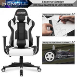 Homall Gaming Chair, Office Chair High Back Computer Chair Leather Desk Chair Racing Executive Ergonomic Adjustable Swivel Task Chair with Headrest and Lumbar Support (White) Homall